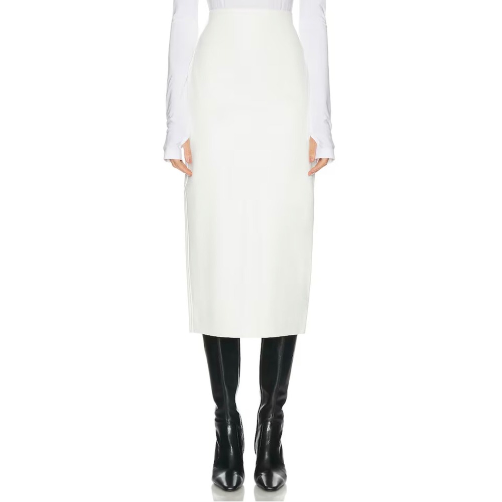 NORMA KAMALI Straight Midcalf Skirt In White Size Medium - Picture 1 of 7